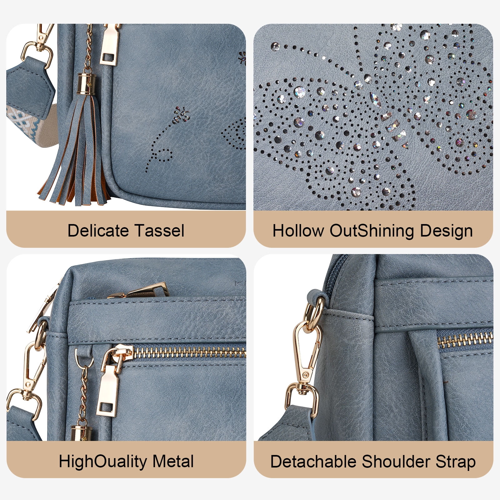 Small Crossbody Bag for Women, Cell Phone Purse Womens Shoulder Handbags Wallet Purse with Credit Card Slots Adjustable Guitar Strap