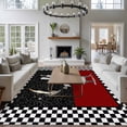 thumbnail image 3 of 5x7 Area Rugs for Living Room, Red Black Chef Non Slip Area Rugs for Kitchen Bedroom Entryway, Cartoon Cute Watercolor Cooking Checkered Washable Carpet Runner Rug Floor Mats for Bedroom Home Decor, 3 of 8
