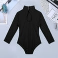 thumbnail image 2 of Raenseen Girls' Kids' Long Sleeve Turtle Neck Bodysuit Ballet Dance Leotard with Keyhole Back Black 3XL, 2 of 8