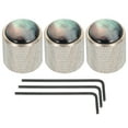 thumbnail image 1 of Guitar Bass Dome Knobs Black Shell Top 6mm Silver Metal Volume Tone Control with Inner Hexagon Spanner 3 Pack, 1 of 6