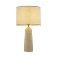 thumbnail image 2 of 1-Light Classic Table Lamp with Natural Travetine Stone Base and Beige Fabric Drum Shade, 2 of 10