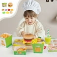 thumbnail image 2 of Fesfesfes Wooden Realistic Hamburger Sandwich Stacking Matching Kitchen Utensils Pretend Play Educational Toy Interactive Learning, 2 of 5