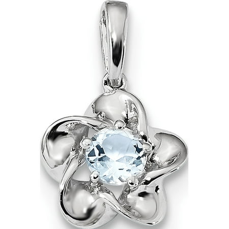 Aquamarine Jewelry - Leslies Fine Jewelry Designer 925 Sterling Silver Rhodium-plated Floral Aquamarine (4.45x20mm) Pendant Gift Box Included