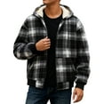 thumbnail image 4 of XIAOCHA Plaid Full-Zip Hoodie For Men Jacket Sherpa-Lined Hooded Coat Winter Warm Cozy Outerwear With Pocket, 4 of 6