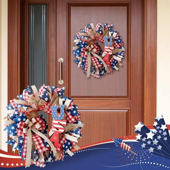 Wzzjkit Door Wreath, Independence Day Wreath Home Decor Simulation Plant Wreath, Wreaths for Front Door