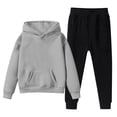 thumbnail image 2 of JIAYUE Girls 2-Piece Outfits Baggy Raglan Long Sleeve Solid Color Hoodies With Pocket Sweatpants Sets For Back To School,4-5 Years, 2 of 3