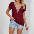 thumbnail image 1 of Camiseta Mujer Camiseta de mujer sexy de verano Camiseta con cuello en V profundo Ropa femenina informal (Rojo vino L) Cgtredaw Para estrenar, 1 of 1