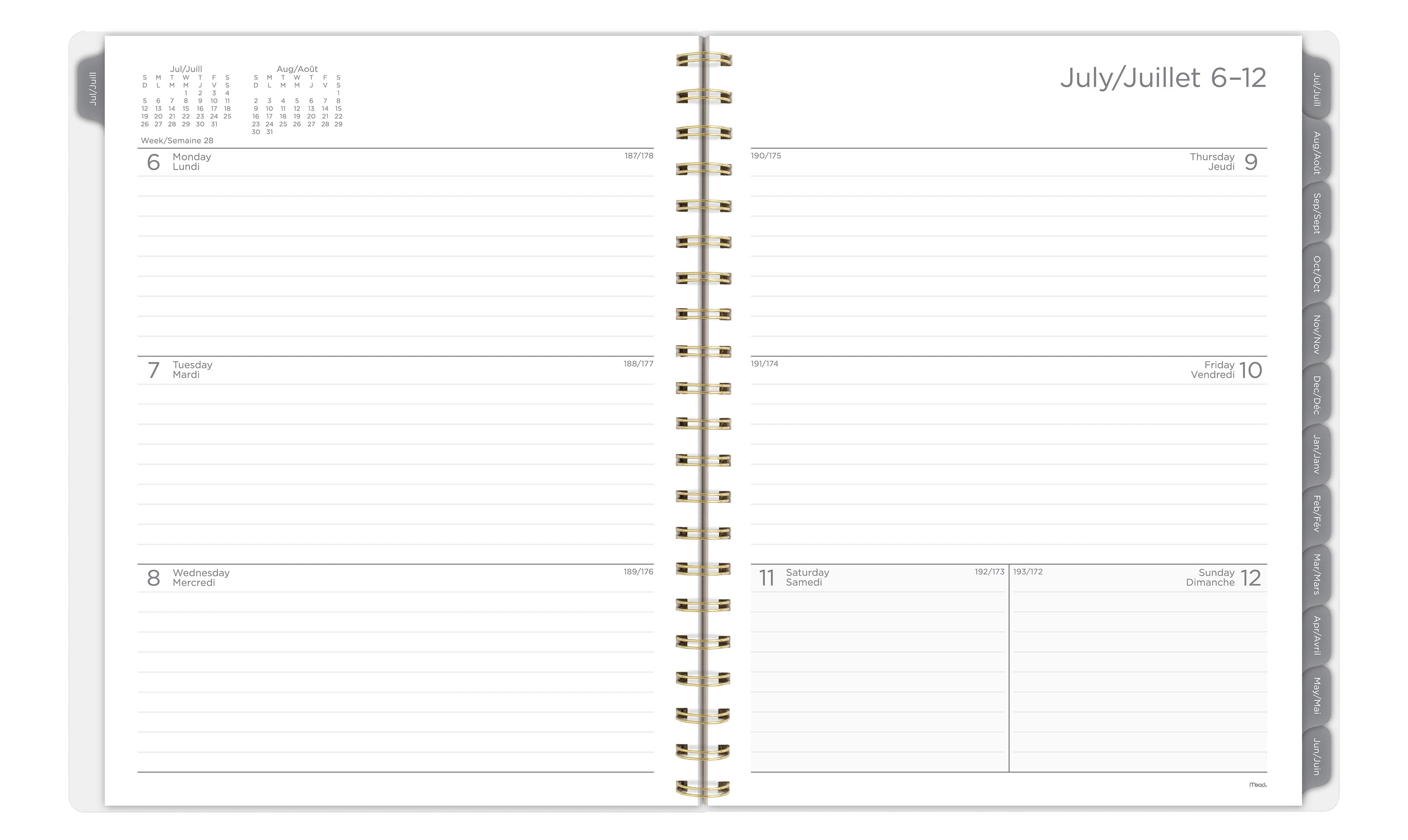 2026-2027 Mead Honey Bee White Large Weekly and Monthly Academic Year Planner