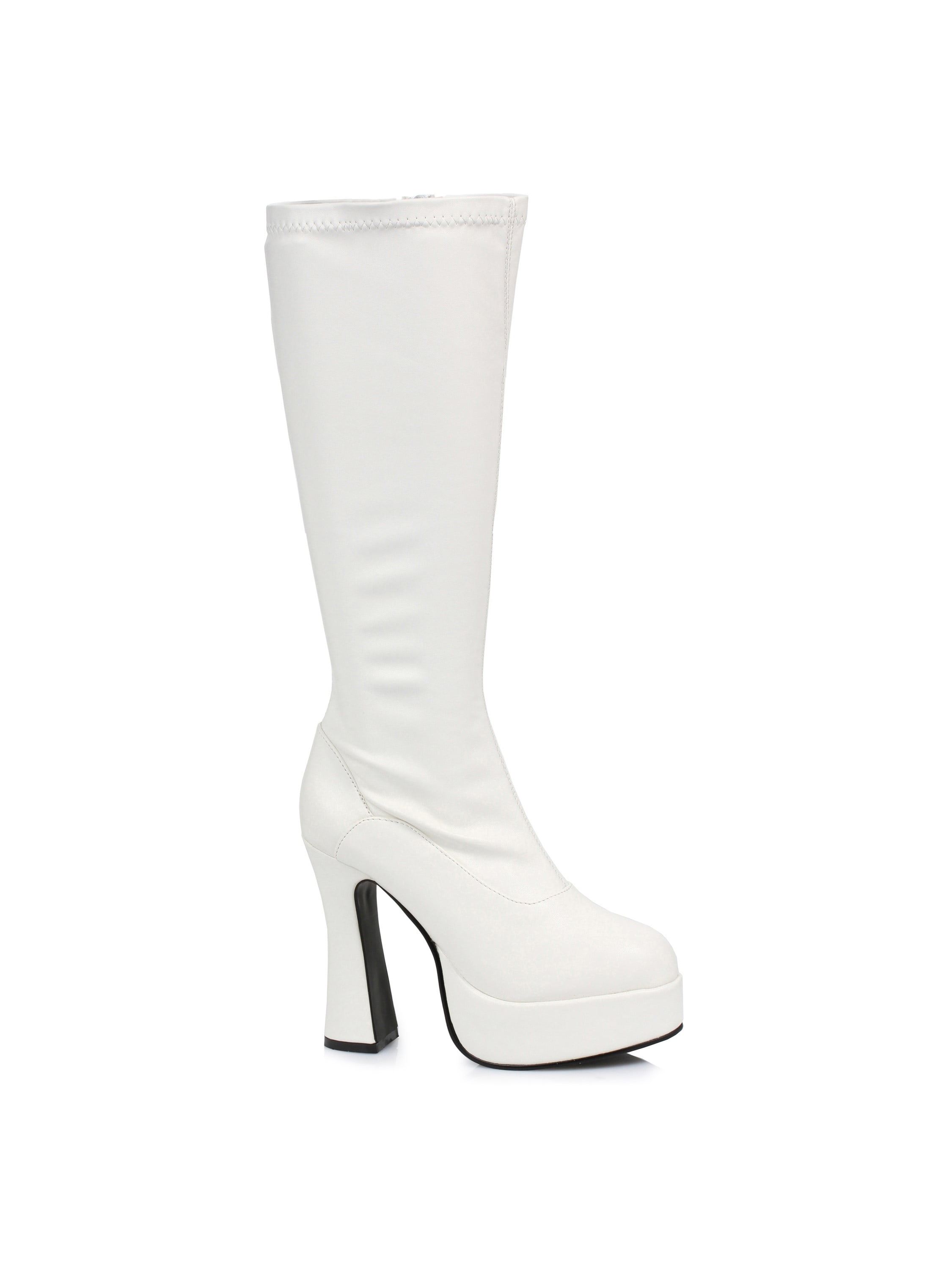 white knee high platform boots