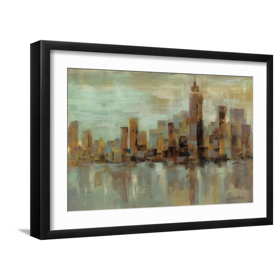 Art.com Misty Day in Manhattan Art Print by Silvia Vassileva, Black Frame Wall Art, 23" x 17"