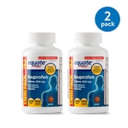 (2 pack) (2 Pack) Equate Pain Relief Ibuprofen Coated Tablets, 200 mg, 500 Ct, 2 Pk