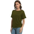 thumbnail image 3 of Women's Boat Neck Dolman Top, Short Sleeve, with Side Shirring Detail, Solid Color, 3 of 5