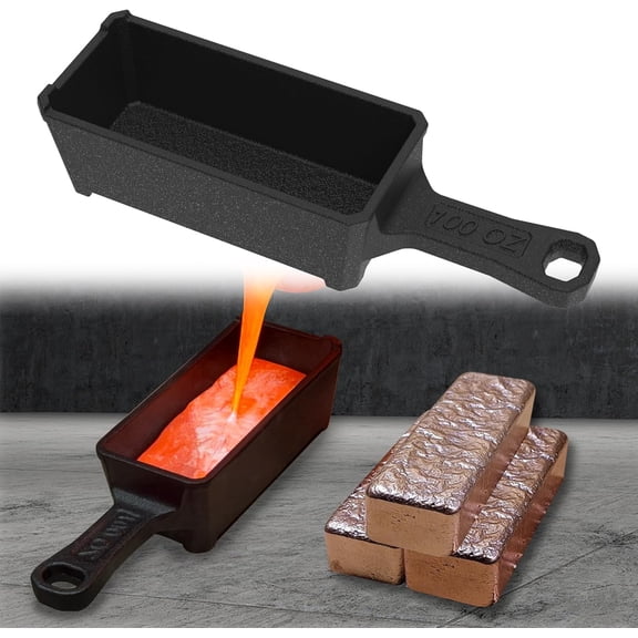 Nelyrho Cast Iron Ingot Mold Crucible with Handle, 100 oz Loaf Bar Mold for Metal Melting and Casting