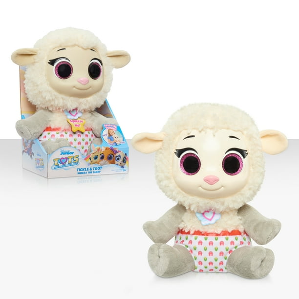 Disney Jr T.O.T.S. Tickle & Toot Baby Sheera the Sheep , 10-inch feature plush, Officially Licensed Kids Toys for Ages 3 Up, Gifts and Presents