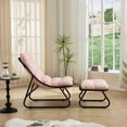 thumbnail image 5 of Jopath Outdoor Lounge Chair with Ottoman, Comfy Sling Recliner Chair with Puffy Cushion and Foot Stool for Living Room Bedroom Reading Room Pink, 5 of 9
