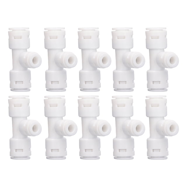 Conector de tubo PP de grado alimenticio para purificador de agua, 10 Uds., forma de T, 3 vías, 1/4 pulgadas, 3/8 pulgadas VoborMX herramienta