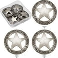 thumbnail image 2 of 1 Box 6 Sets Screw Back Button Engraved Star Concho Hollow Out Decorative Buttons Round Vintage Bronze Metal, 2 of 9