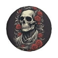 thumbnail image 2 of DouZhe Waterproof Spare Tire Cover, Vintage Gothic Skull with Roses Prints Adjustable Wheel Covers Fit for Jeep Trailer RV SUV Car, 16 inch, 2 of 7