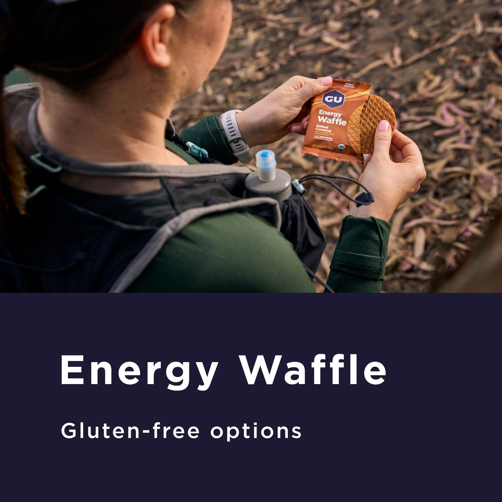 GU Energy Waffles, Coffee Caramel, 16ct Box, On-the-Go Energy for Any Workout