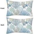 thumbnail image 3 of Summer Coastal Throw Pillow Covers 12x20 Inch Outdoor Decorative, Nautical Beach Ocean Themed Throw Pillows Blue Starfish Coral Pillowcase Farmhouse Lumbar Cushion Cover for Home Couch Bed, Set of 2, 3 of 6