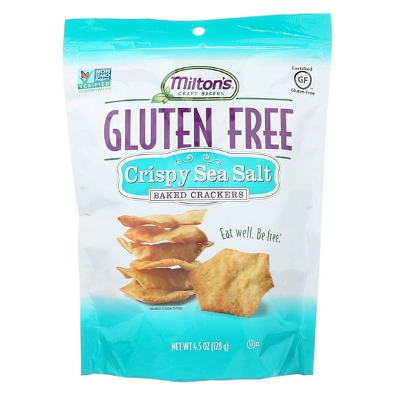 Milton's Gluten Free Baked Crackers Crispy Sea Salt 4.5 oz Pack of 4