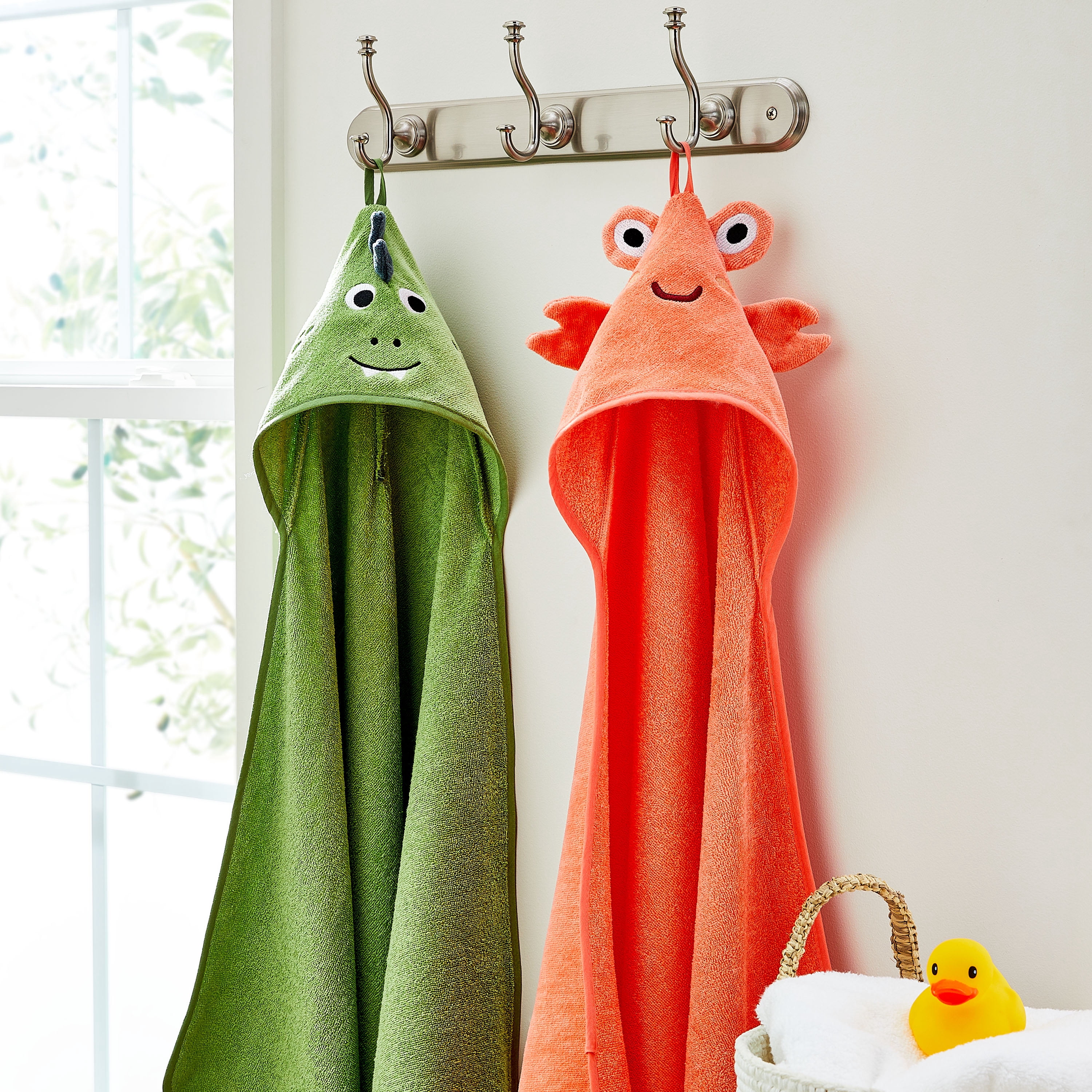 Parent's Choice Cotton Dino Baby Hooded Towel, Green, 30 in x 30 in