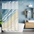 thumbnail image 2 of Abstracts Sandy Beach No Hook Shower Curtain with Snap in Liner Grey Blue Beige Gradient Ocean Wave Waterproof Bathroom Shower Curtain with See Through Top Window for Bathtub 54" x 78", 2 of 9