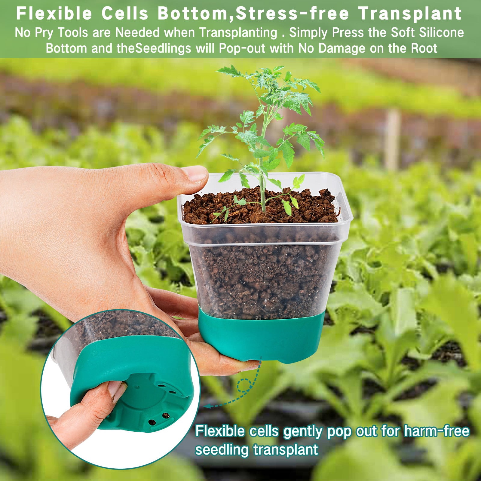 COSTYLE 12 Cell Seed Starter Kit with Grow Light Reusable Seed Starter Tray Nursery Pots