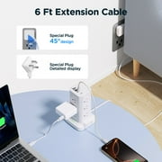 Aioneus Power Strip Tower Surge Protector with 12 Outlets & 4 USB Ports, 6ft Cord, White