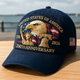 thumbnail image 4 of 250th anniversary hat with Bald Eagle and U.S. Flag Embroidery, Adjustable Vintage Washed Patriotic Baseball Cap, Celebrate 250 Years of American Heritage and Pride, 4 of 10