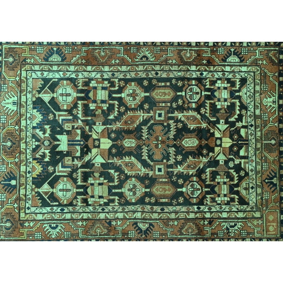 Ahgly Company Machine Washable Indoor Rectangle Persian Turquoise Blue Traditional Area Rugs, 5' x 7'