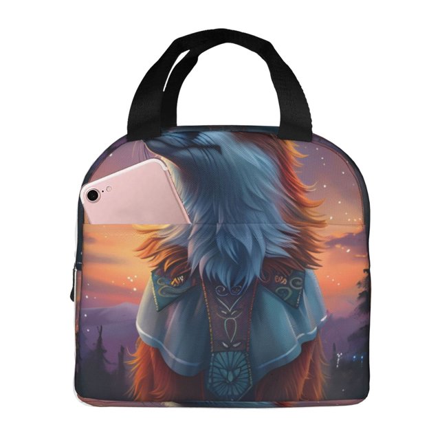 Disketp Starry Sky Meditating Fox for Insulated Lunch Bag for Women and Men, Perfect for Work, Hiking, Picnic