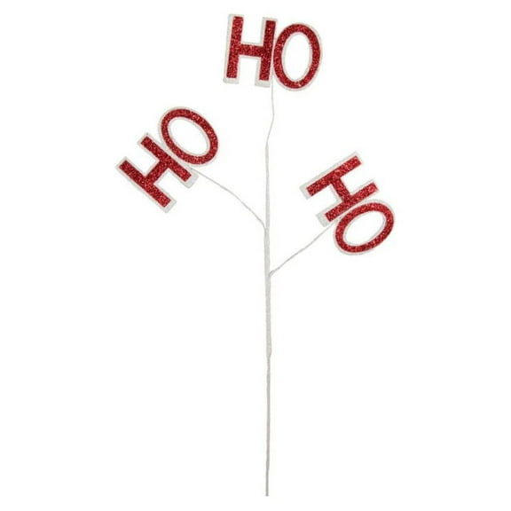 23" Glitter Ho Ho Ho Spray: Red  White