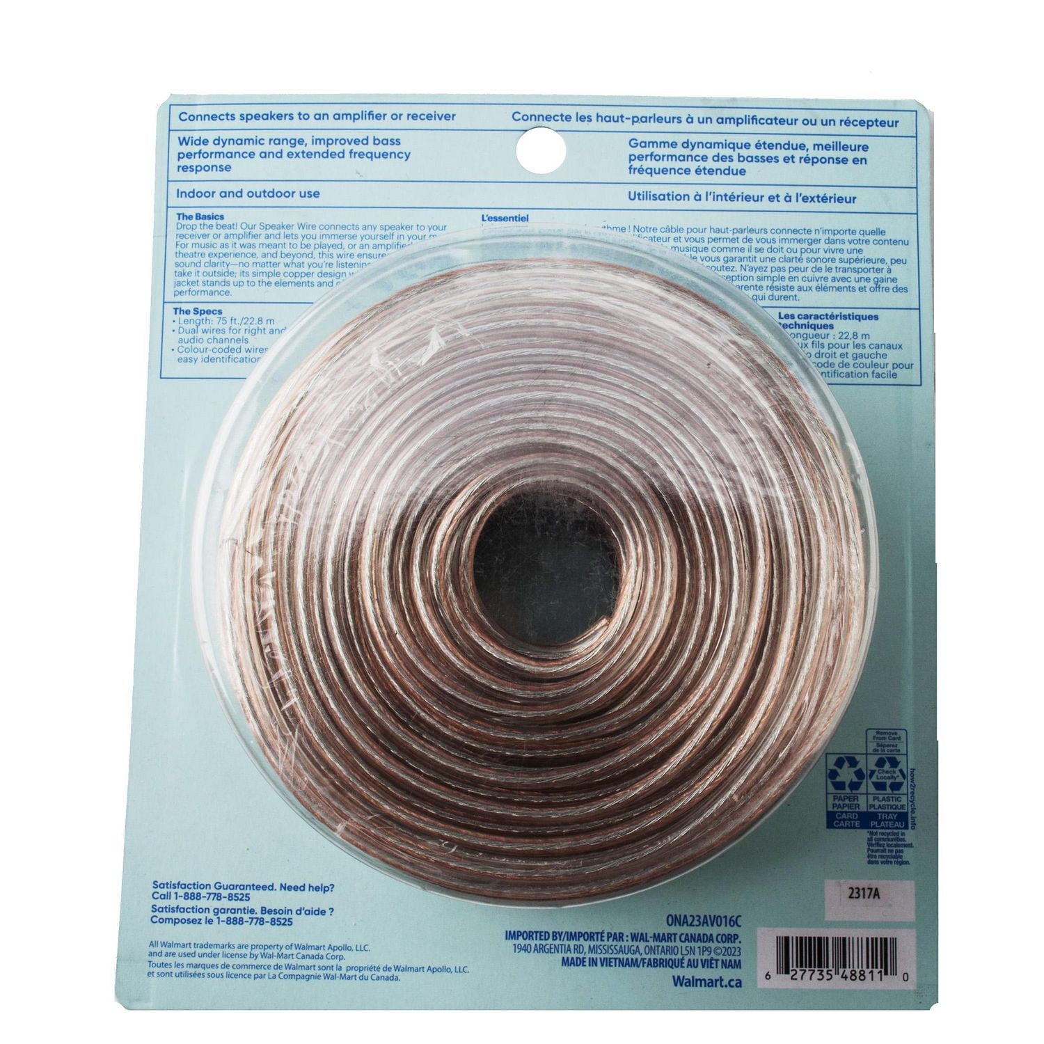 onn. 75 FT./22.8 m Indoor Outdoor Speaker Wire