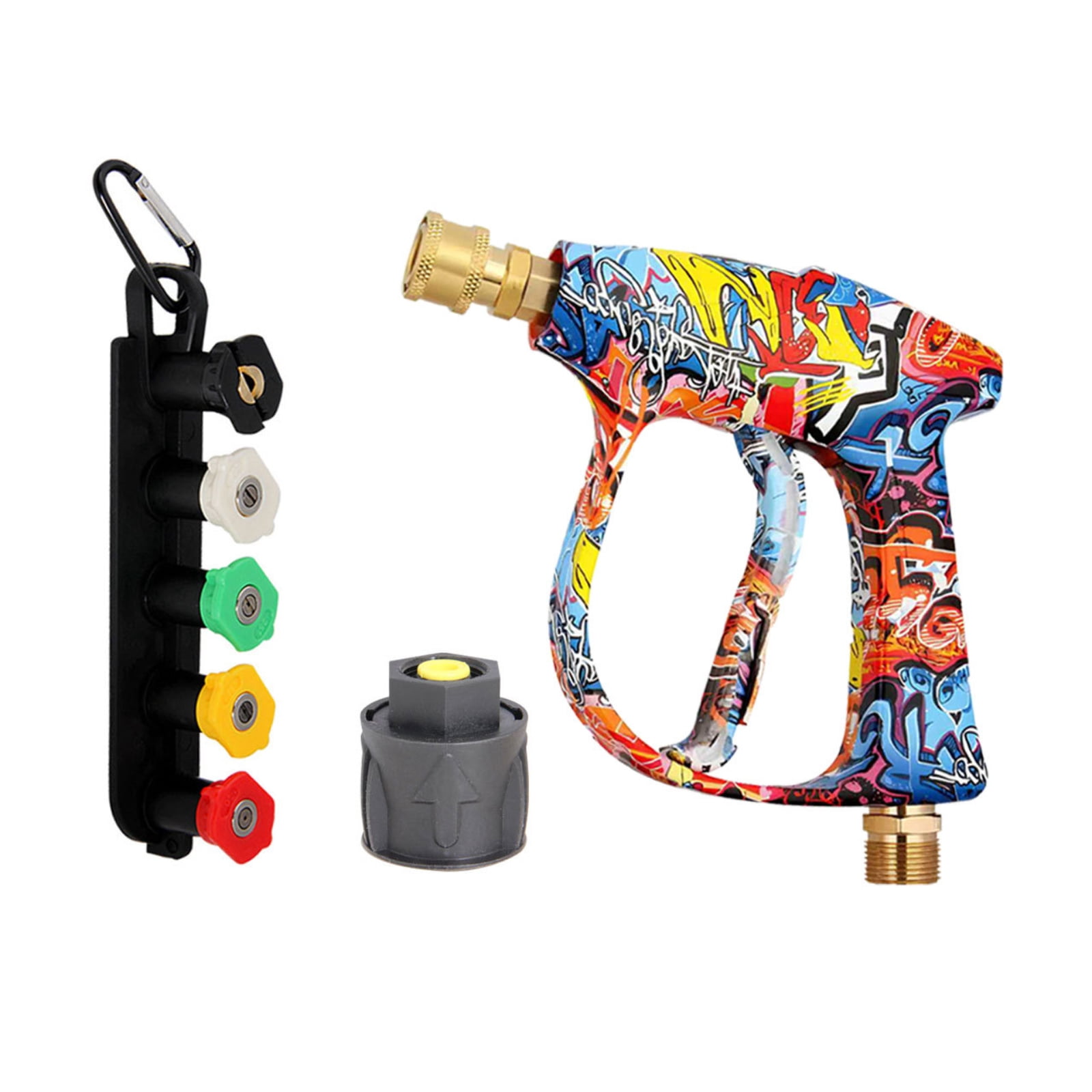 Graffiti Foam Cannon Pro: 6.69" Quick-Connect Adjustable Snow Foam Spray Gun with 5-Nozzle Kit for High-Pressure Car Wash A