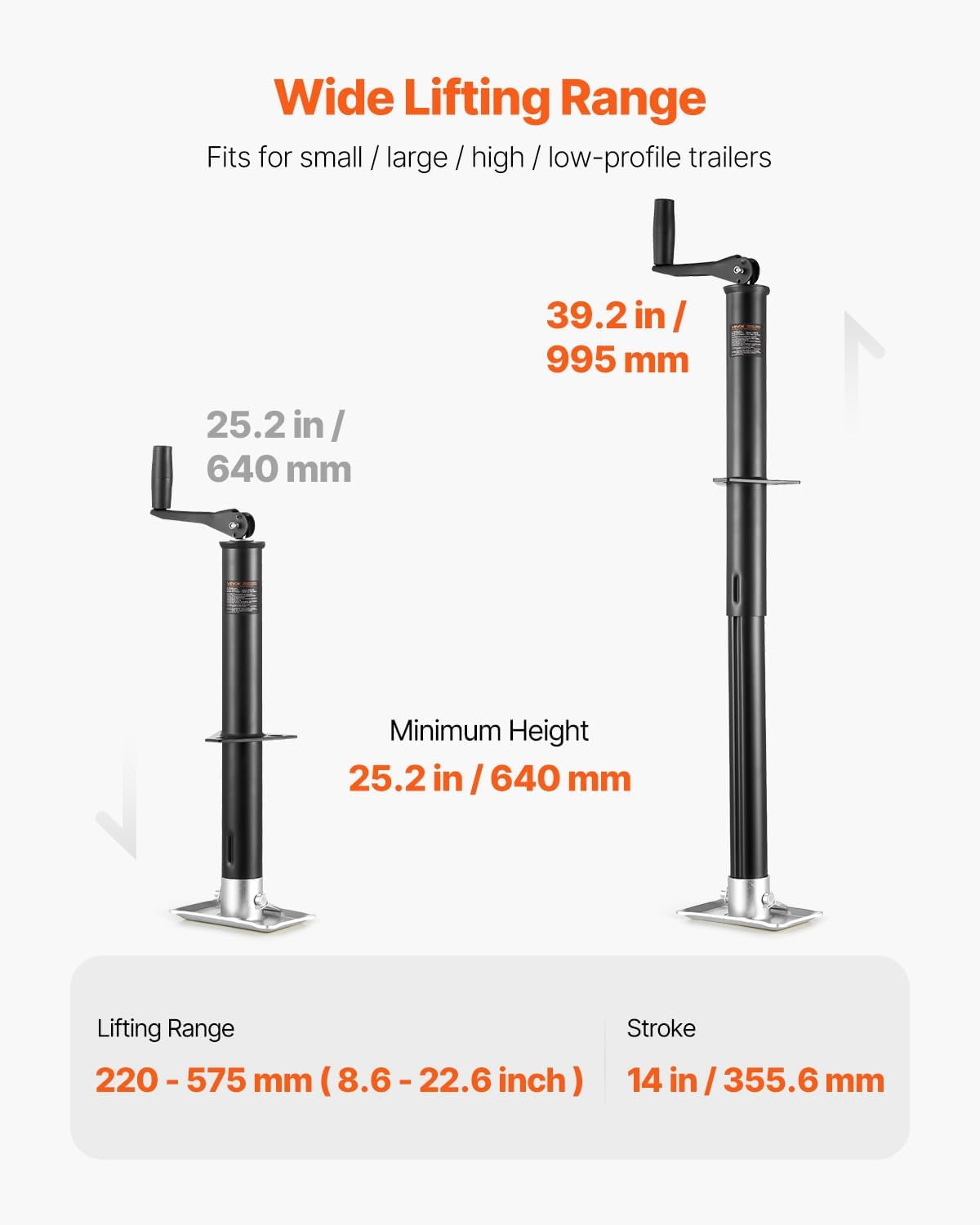 WBTER 2000 lbs A-Frame Trailer Jack, 13-3/4 Inches Vertical Travel, Trailer Jack Stand with Handle for Horse
