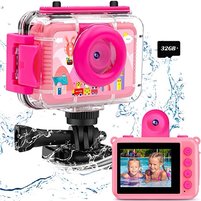 WANGLILILI Kids Camera- Kids Rotatable Camera Gift-180 Waterproof 20MP Kids Underwater Shockproof Camera,Children Digital Action Camera-Best and Birthday Gift for 3-14 Year Old(Pink) WANGLILILI Digital Camera