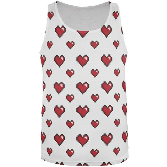 8 Bit Hearts All Over Adult Tank Top - 3X-Large