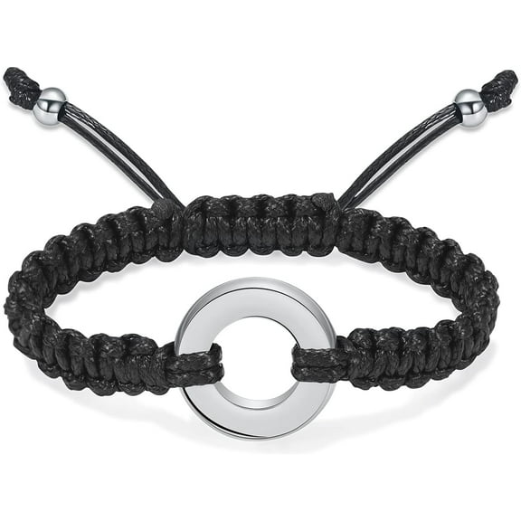 Cremation Jewelry Circle of Life Urn Bracelet for Ashes for Women Men Memorial Adjustable Braided Ashes Bracelet