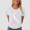 thumbnail image 2 of Towmus Women Breast Cancer T-Shirt Crew Neck Pink Ribbon Shirts Casual Graphic Pink Cancer Warrior Blouse, 2 of 5