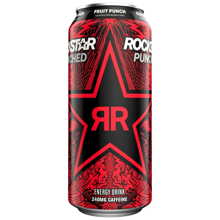 Rockstar Punched Fruit Punch Energy Drink, 16 oz, 4 Pack Cans 