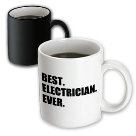 3dRose Best Electrician Ever - fun gift for electronics job - black text, Magic Transforming Mug,
