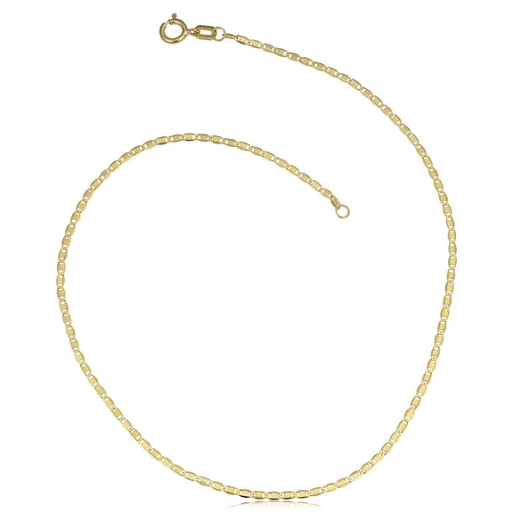 KoolJewelry 10k Yellow Gold Flat Oval Link Anklet (1.2 mm, 10 inch)