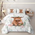 thumbnail image 2 of Erosebridal Watercolor Highland Cow Bed Spread Queen for Boys Girls, Wildfloral Print Queen Coverlet Set, Brown, 3 Pieces, 2 of 7