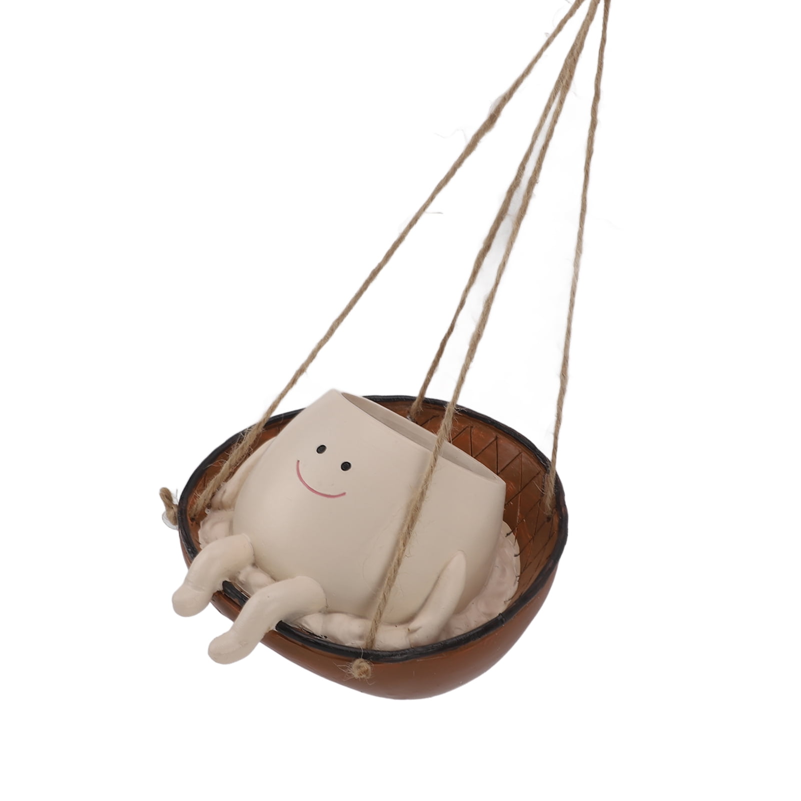 YAHHU Swing Face Planter Pot Cute Hammock Plant Holder Decorative Resin Smiling Head Hanging Planters for Indoor Outdoor Garden Succulents 5.5x4.0x5.5in / 14x10.2x14cm
