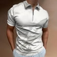 thumbnail image 2 of Marble Texture Men Zipper T-shirt Summer Casual Short Sleeve T-shirt Top, 2 of 7