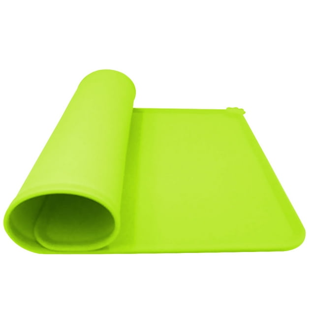 pitrice Set de Table en Silicone pour Animaux de Compagnie Imperméable Tapis de Nourriture pour Animaux Antidérapant Lavable, Vert