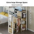 thumbnail image 5 of Advwin Twin Over Twin Bunk Bed with Desk, Stairs, LED Light & Charging Station, L-Shaped Metal Loft Bed with Storage Shelves & Drawers, 5 of 11