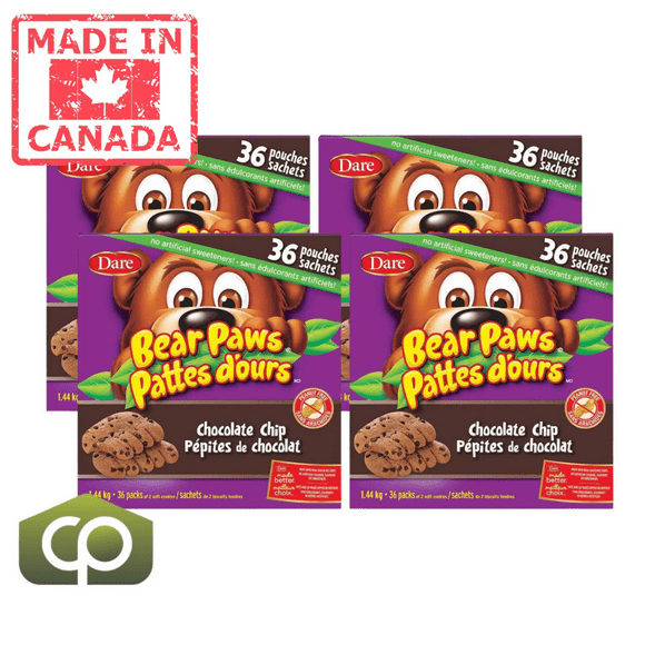 Dare Bear Paws Chocolate Chip Peanut-Free Soft-Baked Cookies, 36-Count (4/Case)