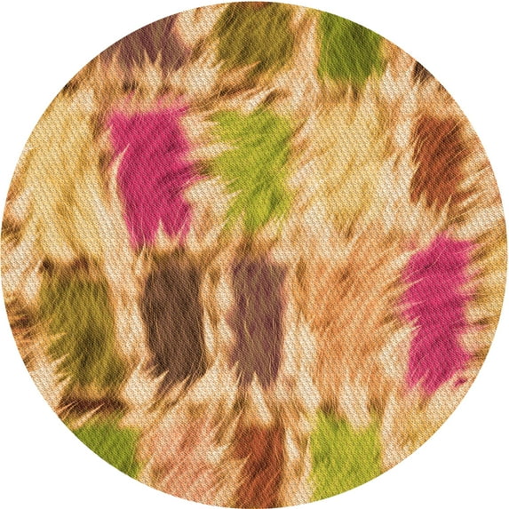 Ahgly Company Machine Washable Indoor Round Transitional Grapefruit Red Area Rugs, 5' Round